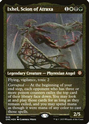 Image of Ixhel, Scion of Atraxa (Display Commander) (Foil Etched) - Thick Stock (ONC-029) - Commander: Phyrexia: All Will Be One Foil