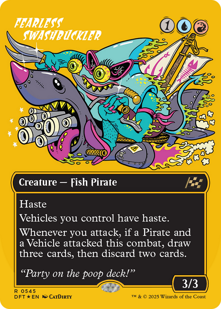 Image of Fearless Swashbuckler (Borderless) (First-Place Foil) (DFT-545) - Aetherdrift (Borderless) Foil