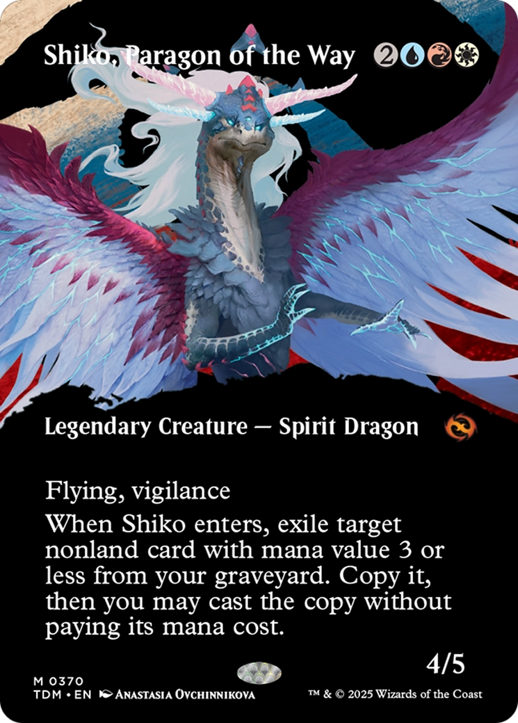 Image of Shiko, Paragon of the Way (Borderless) (TDM-370) - Tarkir: Dragonstorm: (Showcase) (Borderless) Foil