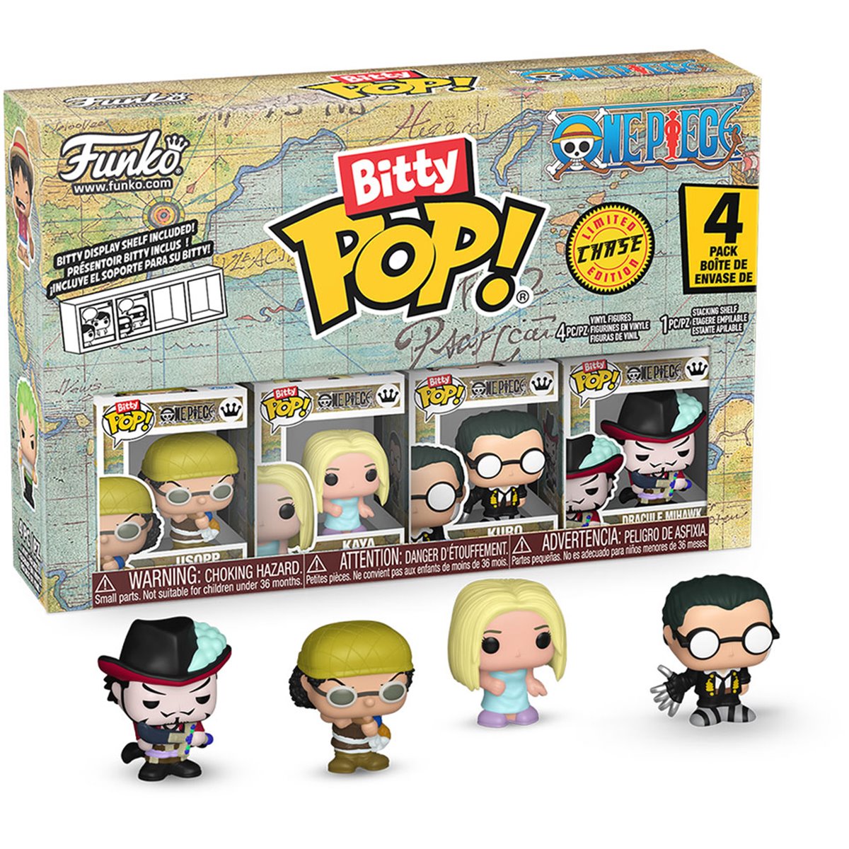 Image of One Piece Usopp Funko Bitty Pop! Mini-Figure 4-Pack Mihawk Chase