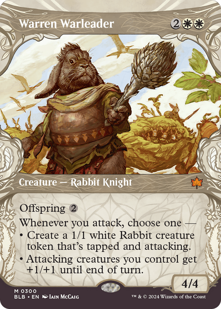 Image of Warren Warleader (Showcase) (BLB-300) - Bloomburrow: (Showcase) (Borderless) Foil
