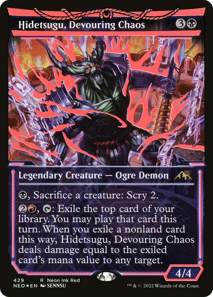 Image of Hidetsugu, Devouring Chaos (Neon Red) (NEO-429) - Kamigawa: Neon Dynasty: (Showcase) Foil