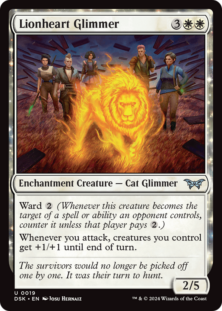 Image of Lionheart Glimmer (DSK-019) - Duskmourn: House of Horror: (enchantment) Foil