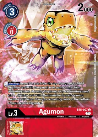 Image of Agumon - BT5-007 (Digimon Royal Knights Card Set) (BT5-007) - Battle of Omni Foil