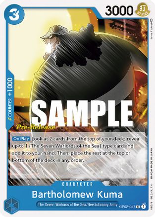 Image of Bartholomew Kuma (OP02-057) - Paramount War Pre-Release Cards