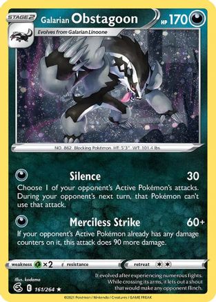 Image of Galarian Obstagoon (Cosmos Holo) 161/264  - Holofoil Miscellaneous Cards & Products - Holo Rare