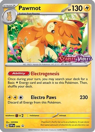 Image of Pawmot (Prerelease) 006  - Holofoil SV Scarlet & Violet Promo Cards - Promo