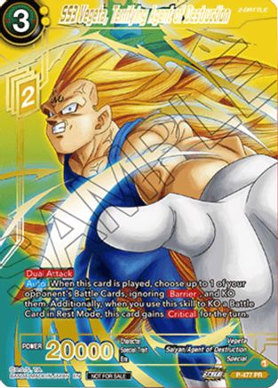 Image of SS3 Vegeta, Terrifying Agent of Destruction (Gold-Stamped) (P-477) - Tournament Promotion Cards Foil