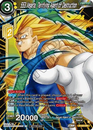 Image of SS3 Vegeta, Terrifying Agent of Destruction (Silver Foil) (P-477) - Tournament Promotion Cards Foil