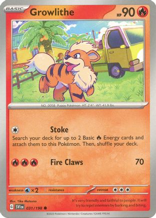 Image of Growlithe 031/198  - Reverse Holofoil SV01 Scarlet & Violet Base Set - Common