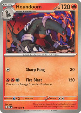 Image of Houndoom 034/198  - Reverse Holofoil SV01 Scarlet & Violet Base Set - Common