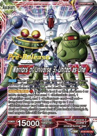 Image of Paparoni // Warriors of Universe 3, United as One (BT20-002) - Power Absorbed PreRelease Cards