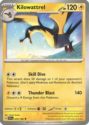 Image of Kilowattrel 079/198  - Reverse Holofoil SV01 Scarlet & Violet Base Set - Uncommon