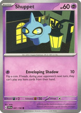 Image of Shuppet 087/198  - Reverse Holofoil SV01 Scarlet & Violet Base Set - Common