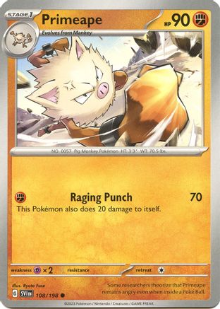 Image of Primeape 108/198  SV01 Scarlet & Violet Base Set - Common