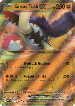 Image of Great Tusk ex 123/198  - Holofoil SV01 Scarlet & Violet Base Set - Double Rare