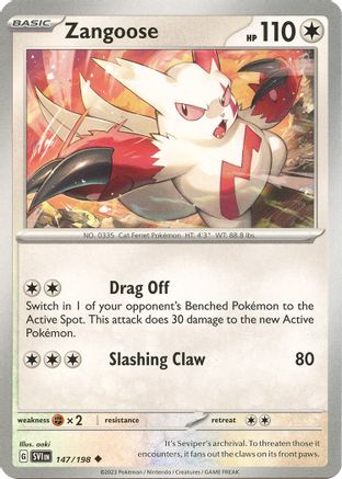 Image of Zangoose 147/198  - Reverse Holofoil SV01 Scarlet & Violet Base Set - Uncommon