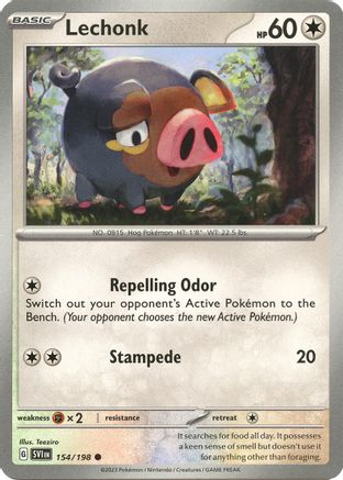 Image of Lechonk 154/198  - Reverse Holofoil SV01 Scarlet & Violet Base Set - Common