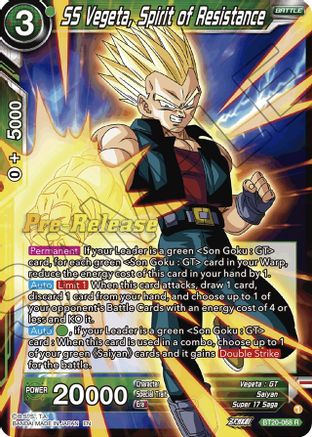 Image of SS Vegeta, Spirit of Resistance (BT20-068) - Power Absorbed PreRelease Cards