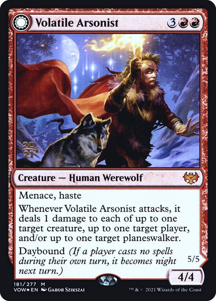 Image of Volatile Arsonist (PRE-181S) - Innistrad: Crimson Vow Promos: (Double Faced Transform) Foil