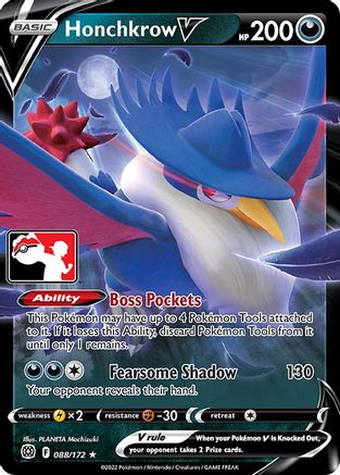 Image of Honchkrow V 088/172  - Holofoil Prize Pack Series Cards - Ultra Rare