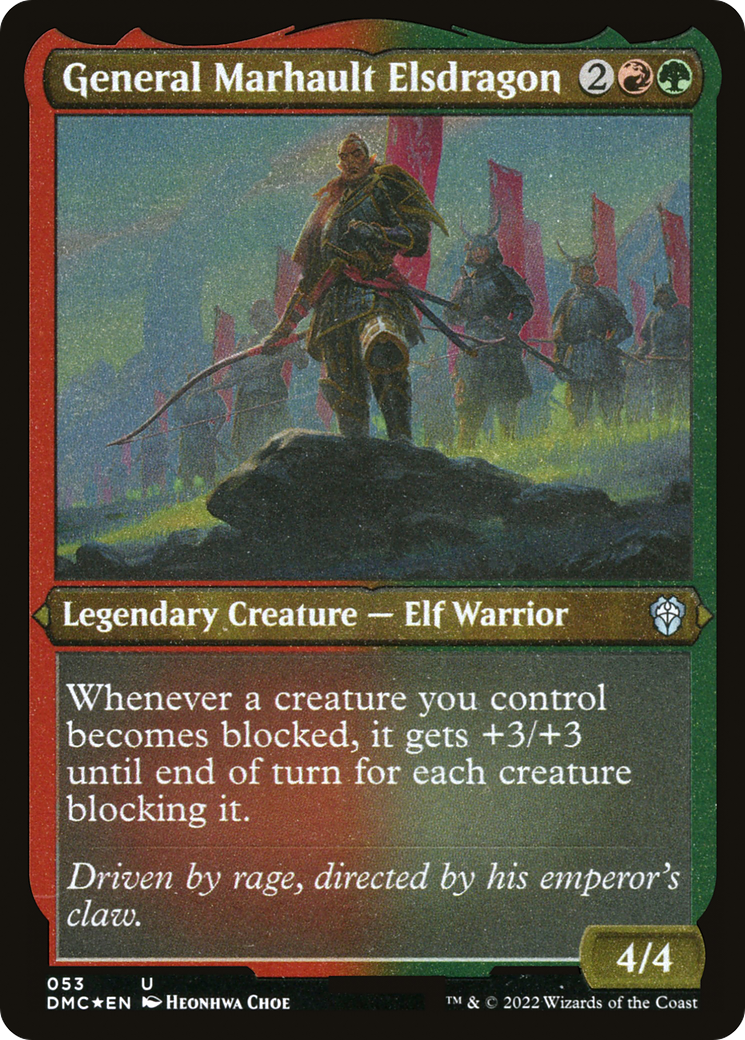 Image of General Marhault Elsdragon (DMC-053) - Dominaria United Commander Etched Foil