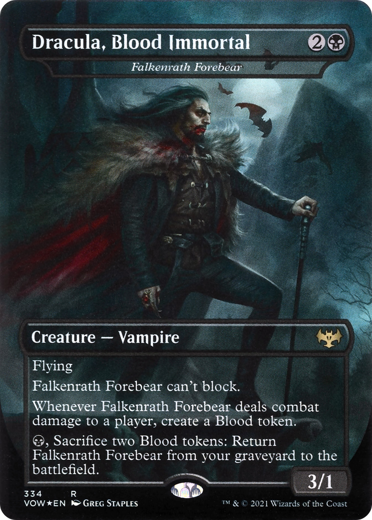 Image of Dracula, Blood Immortal - Falkenrath Forebear (VOW-334) - Innistrad: Crimson Vow / Dracula, Blood Immortal (Borderless) Foil