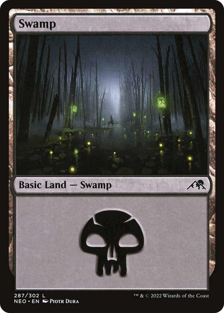 Image of Swamp (287) (NEO-287) - Kamigawa: Neon Dynasty Foil