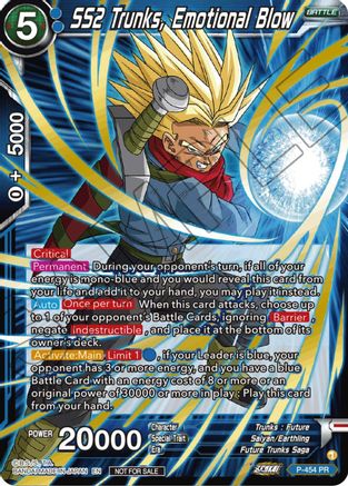 Image of SS2 Trunks, Emotional Blow (Championship Selection Pack 2023 Vol.1) (Gold Stamped with Reflective Shatterfoil) (P-454) - Tournament Promotion Cards Foil