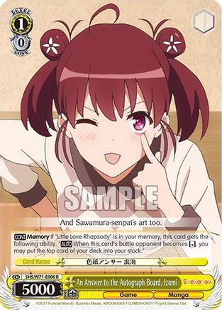 Image of An Answer to the Autograph Board, Izumi (SHS/W71-E006 R) - Saekano How to Raise a Boring Girlfriend. flat