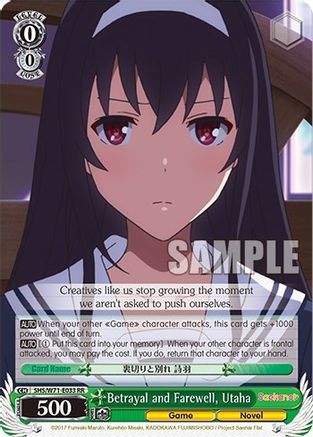 Image of Betrayal and Farewell, Utaha (SHS/W71-E033 RR) - Saekano How to Raise a Boring Girlfriend. flat