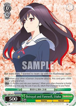 Image of Betrayal and Farewell, Utaha (SR) (SHS/W71-E033S SR) - Saekano How to Raise a Boring Girlfriend. flat