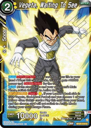 Image of Vegeta, Waiting To See (BT21-114) - Wild Resurgence Foil