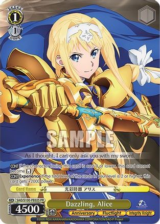 Image of Dazzling, Alice (Foil) (SAO/S100-PE02S) - Sword Art Online Animation 10th Anniversary
