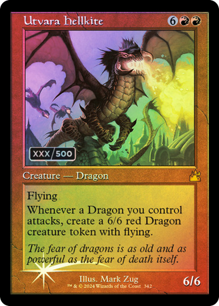 Image of Utvara Hellkite (Retro Frame) (Serial Numbered) (RVR-342) - Ravnica Remastered Foil