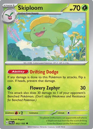 Image of Skiploom 002/193  - Reverse Holofoil SV02 Paldea Evolved - Uncommon