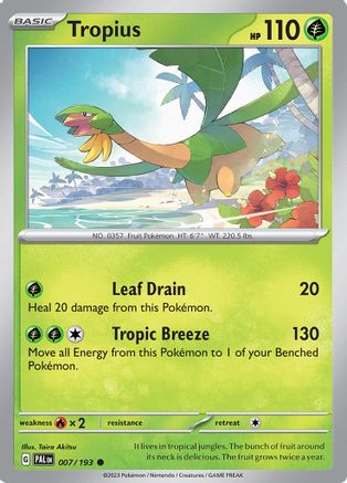 Image of Tropius 007/193  - Reverse Holofoil SV02 Paldea Evolved - Common