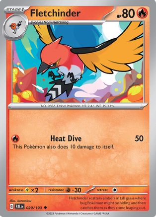 Image of Fletchinder 029/193  - Reverse Holofoil SV02 Paldea Evolved - Uncommon