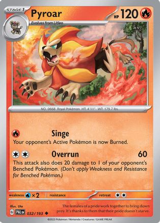 Image of Pyroar 032/193  SV02 Paldea Evolved - Uncommon