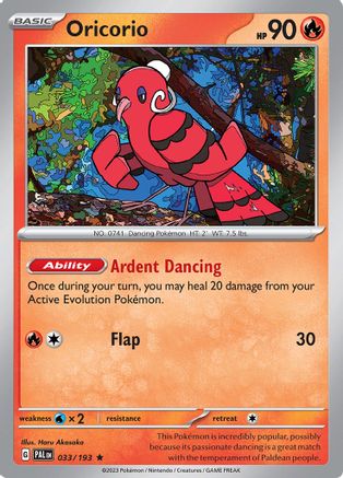 Image of Oricorio 033/193  - Reverse Holofoil SV02 Paldea Evolved - Rare