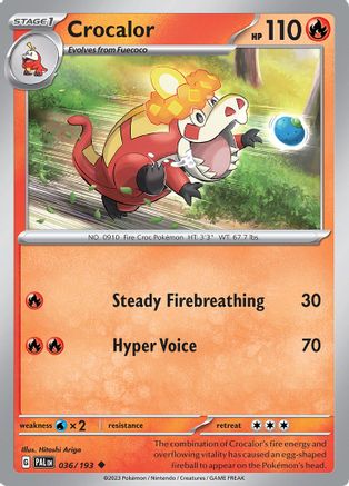 Image of Crocalor 036/193  - Reverse Holofoil SV02 Paldea Evolved - Uncommon