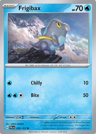 Image of Frigibax 058/193  - Reverse Holofoil SV02 Paldea Evolved - Common