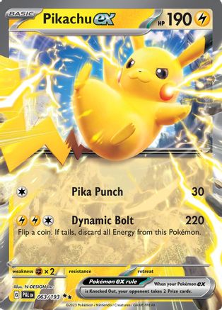 Image of Pikachu ex 063/193  - Holofoil SV02 Paldea Evolved - Double Rare