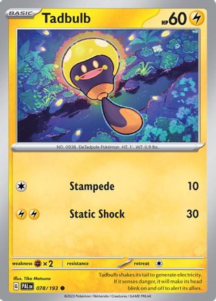 Image of Tadbulb 078/193  - Reverse Holofoil SV02 Paldea Evolved - Common