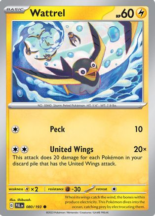 Image of Wattrel 080/193  - Reverse Holofoil SV02 Paldea Evolved - Common