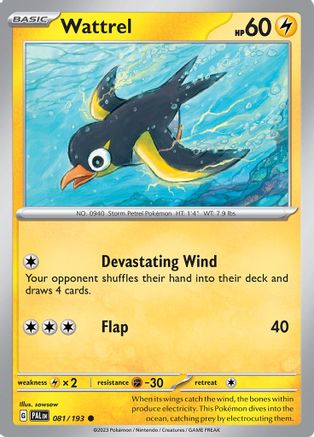 Image of Wattrel 081/193  - Reverse Holofoil SV02 Paldea Evolved - Common