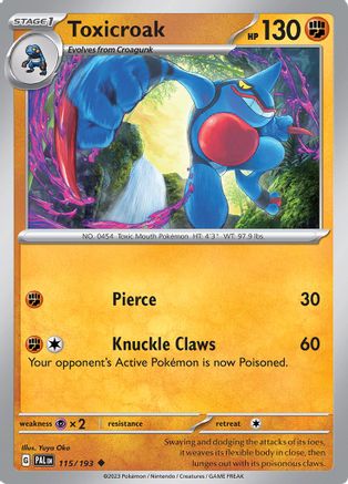 Image of Toxicroak 115/193  SV02 Paldea Evolved - Uncommon