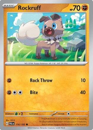 Image of Rockruff 116/193  - Reverse Holofoil SV02 Paldea Evolved - Common