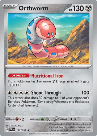 Image of Orthworm 151/193  - Reverse Holofoil SV02 Paldea Evolved - Rare