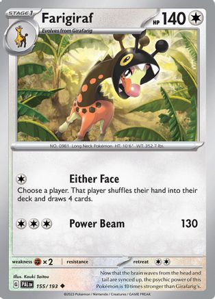 Image of Farigiraf 155/193  SV02 Paldea Evolved - Uncommon
